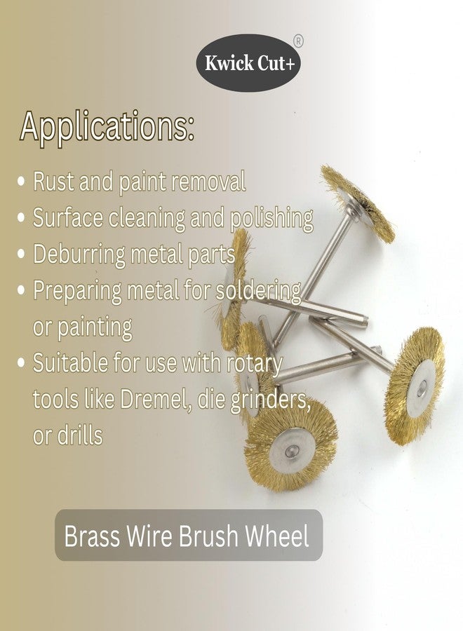 KWICK CUT + Mini Brass Wire Brush Wheel Dia 25mm Shank 3mm 5 pcs Shank for Drill & Rotary Tool - Rust Removal, Metal Polishing, Cleaning - Compatible with Dremel Tools - Image 4